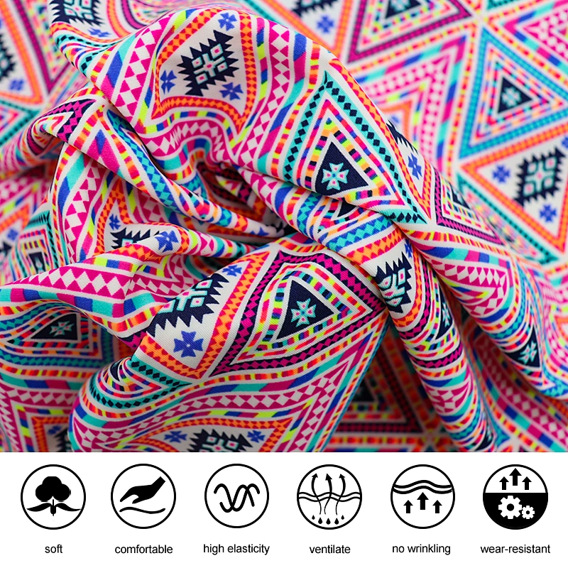 Four sided elastic printed swimming fabric